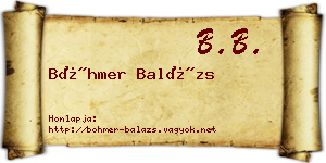 Böhmer Balázs névjegykártya